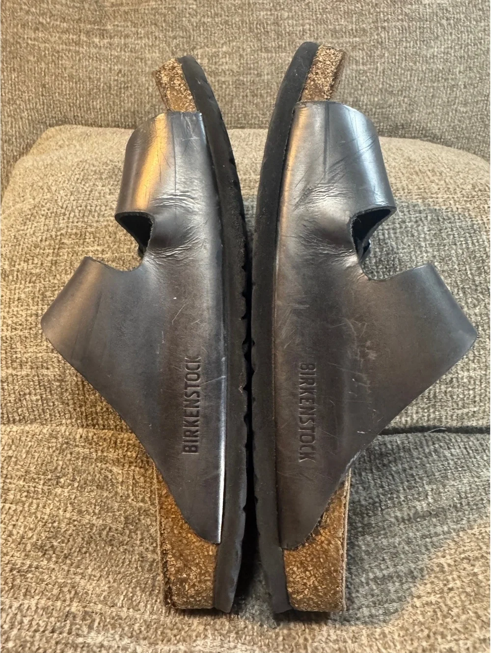 Birkenstock Arizona Two-Strap Leather Sandals - Black Metallic Women’s size 7